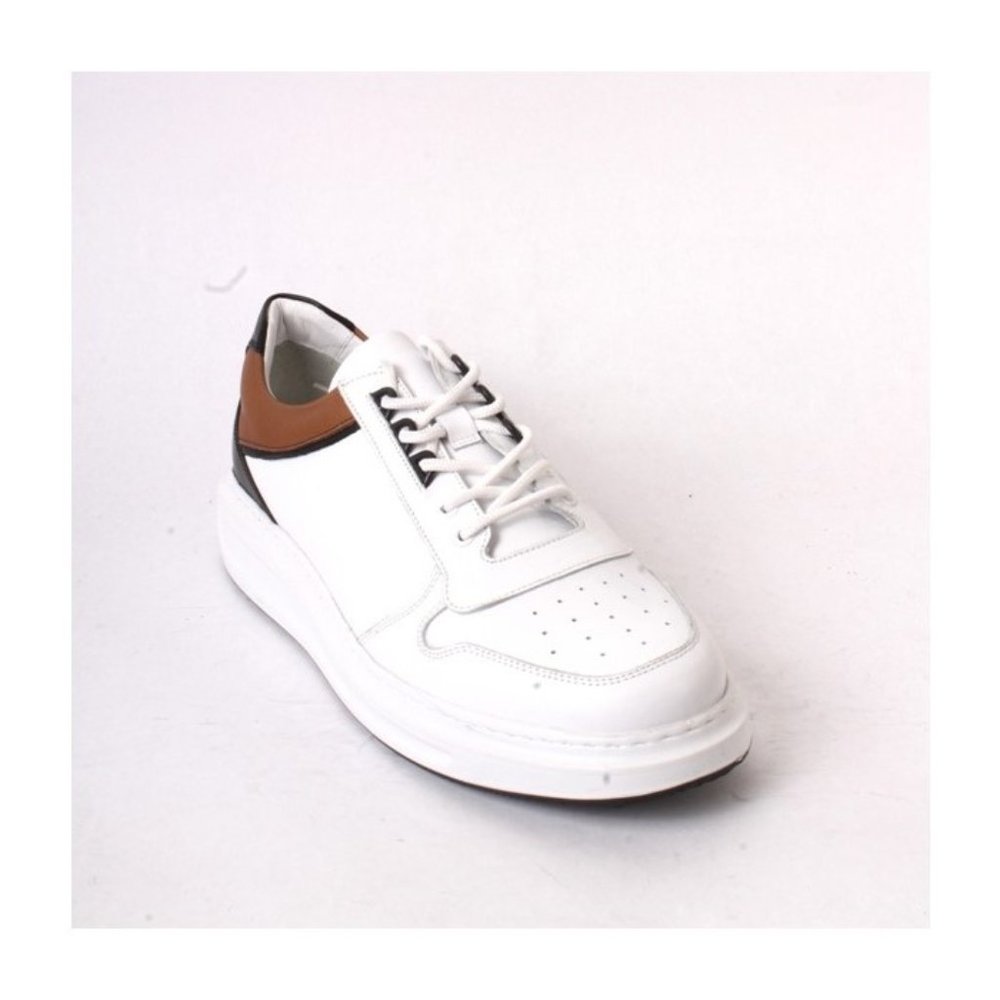 Roberto Serpentini 1113 White Leather Lace-Up Sneakers Shoes